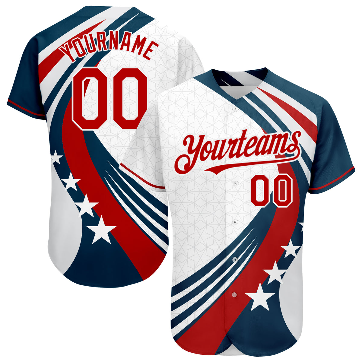 Blue Red White Patriotic Custom Two Button Baseball Jerseys | YoungSpeeds