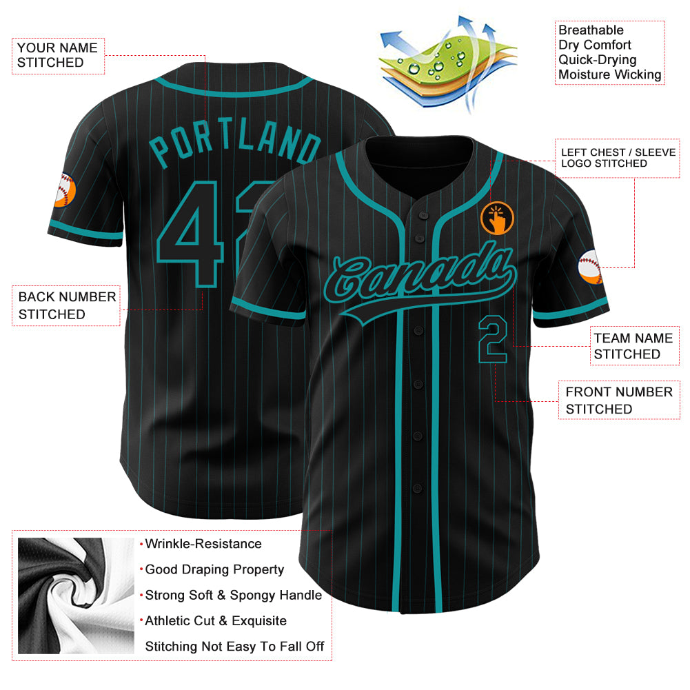 Custom Powder Blue Black Pinstripe Teal Authentic Baseball Jersey Fast  Shipping – FiitgCustom