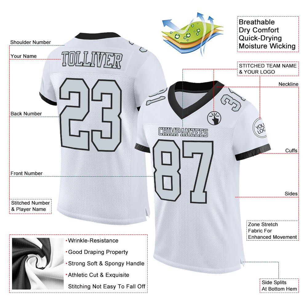 Custom Teal Black-White Mesh Authentic Football Jersey – Fiitg