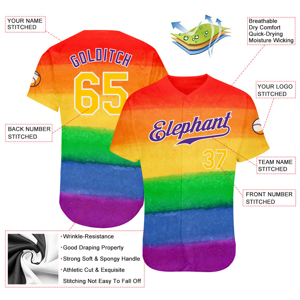 Custom White Red-Black Rainbow Colored Heart For Pride Month Love Is Love  LGBT Authentic Baseball Jersey Fast Shipping – FiitgCustom