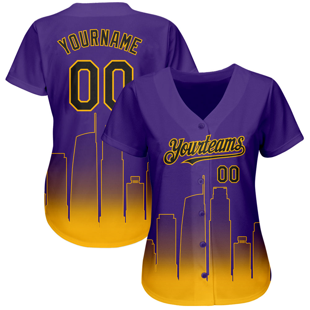 Purple and store yellow baseball jersey