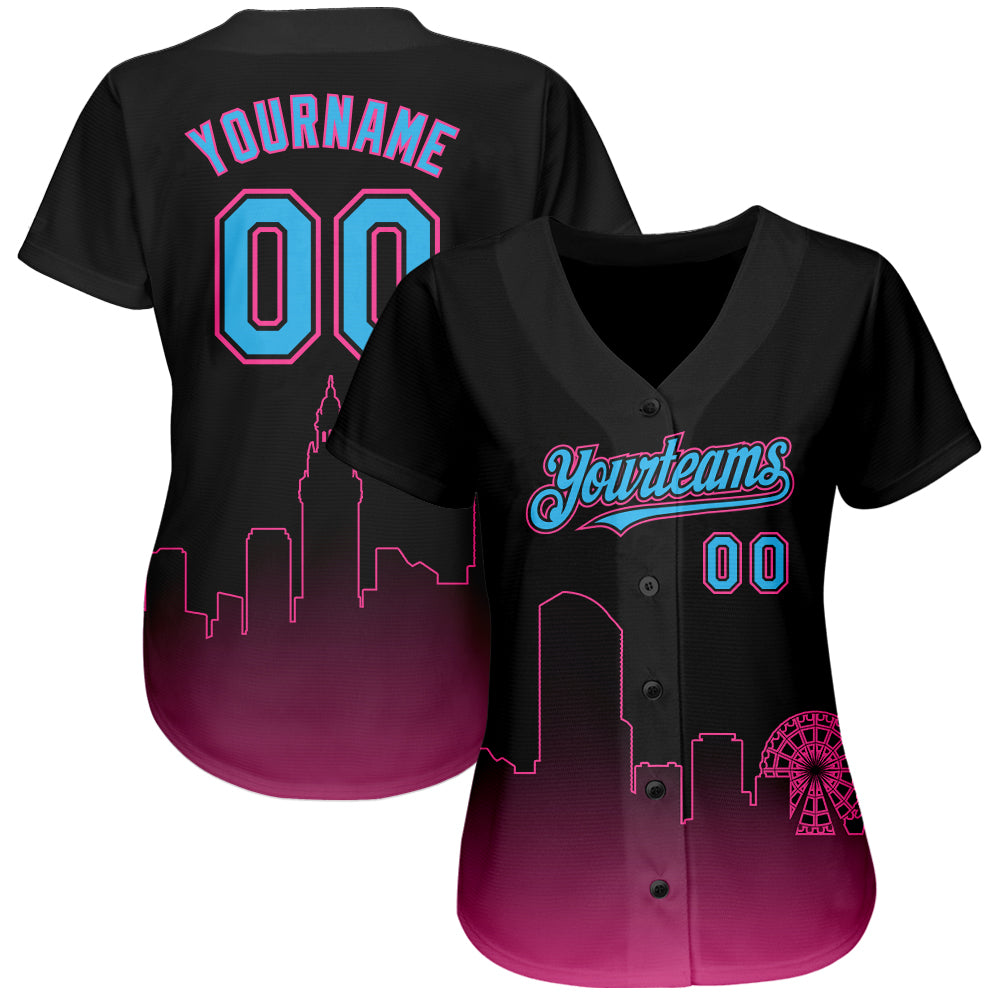 Custom Aqua Orange 3D Miami City Edition Fade Fashion Authentic Baseball  Jersey