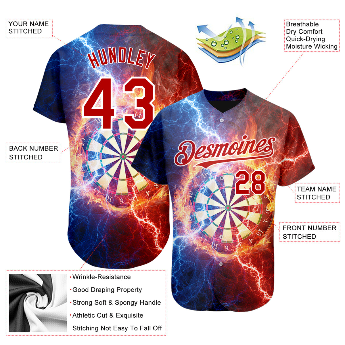 Custom Baseball Jersey Black Gold-White 3D Pattern Design Lightning Flame Dart Board Authentic Men's Size:2XL