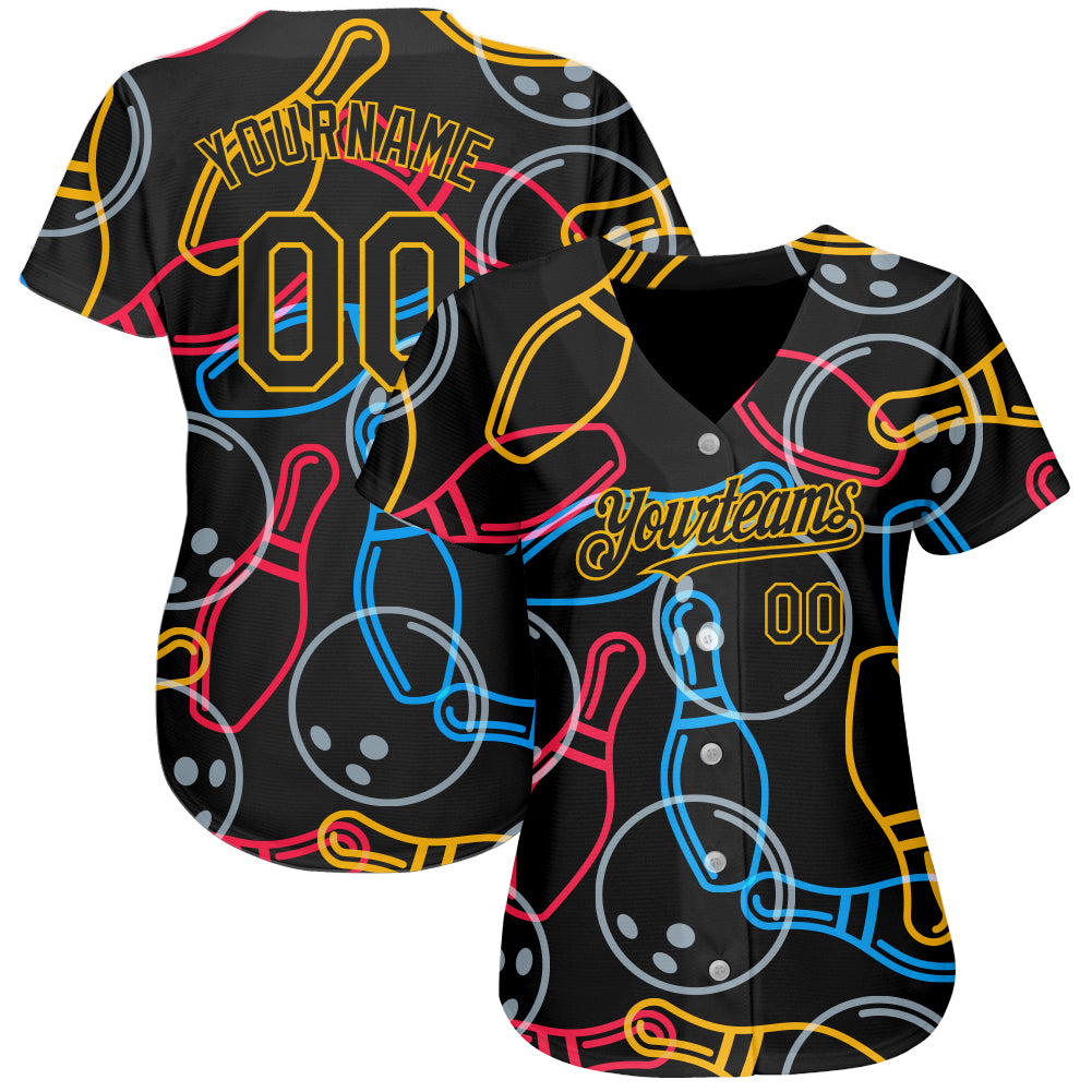 Custom Gold Gold-Black 3D Pattern Design Authentic Baseball Jersey Fast  Shipping – FiitgCustom