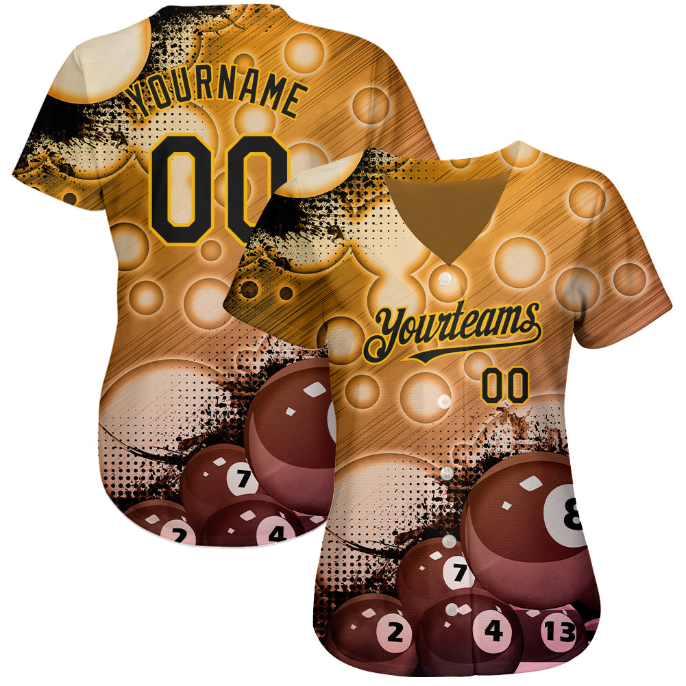 Custom Gold Gold-Black 3D Pattern Design Authentic Baseball Jersey Fast  Shipping – FiitgCustom