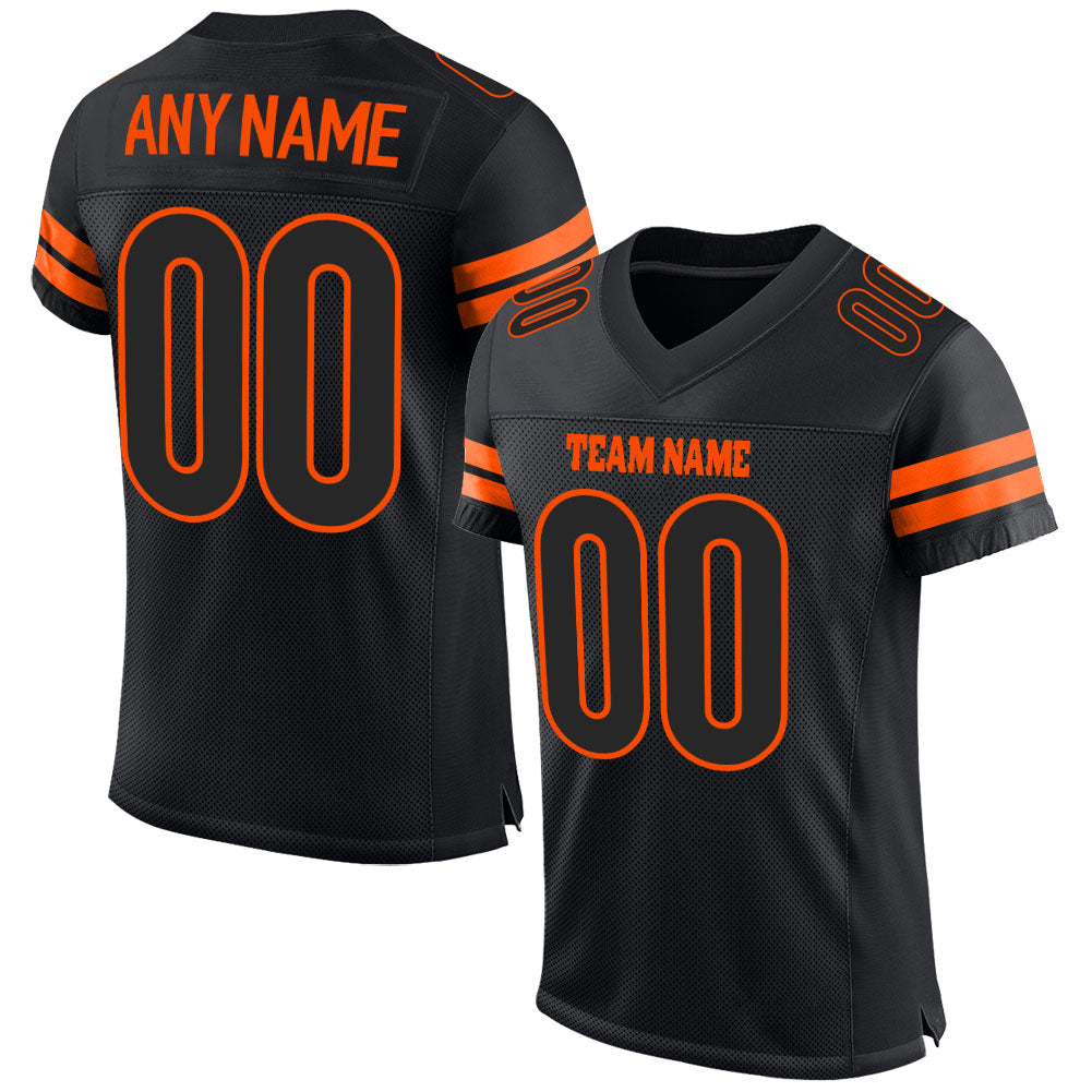 FIITG Custom Football Jersey Black Orange-White Mesh Authentic