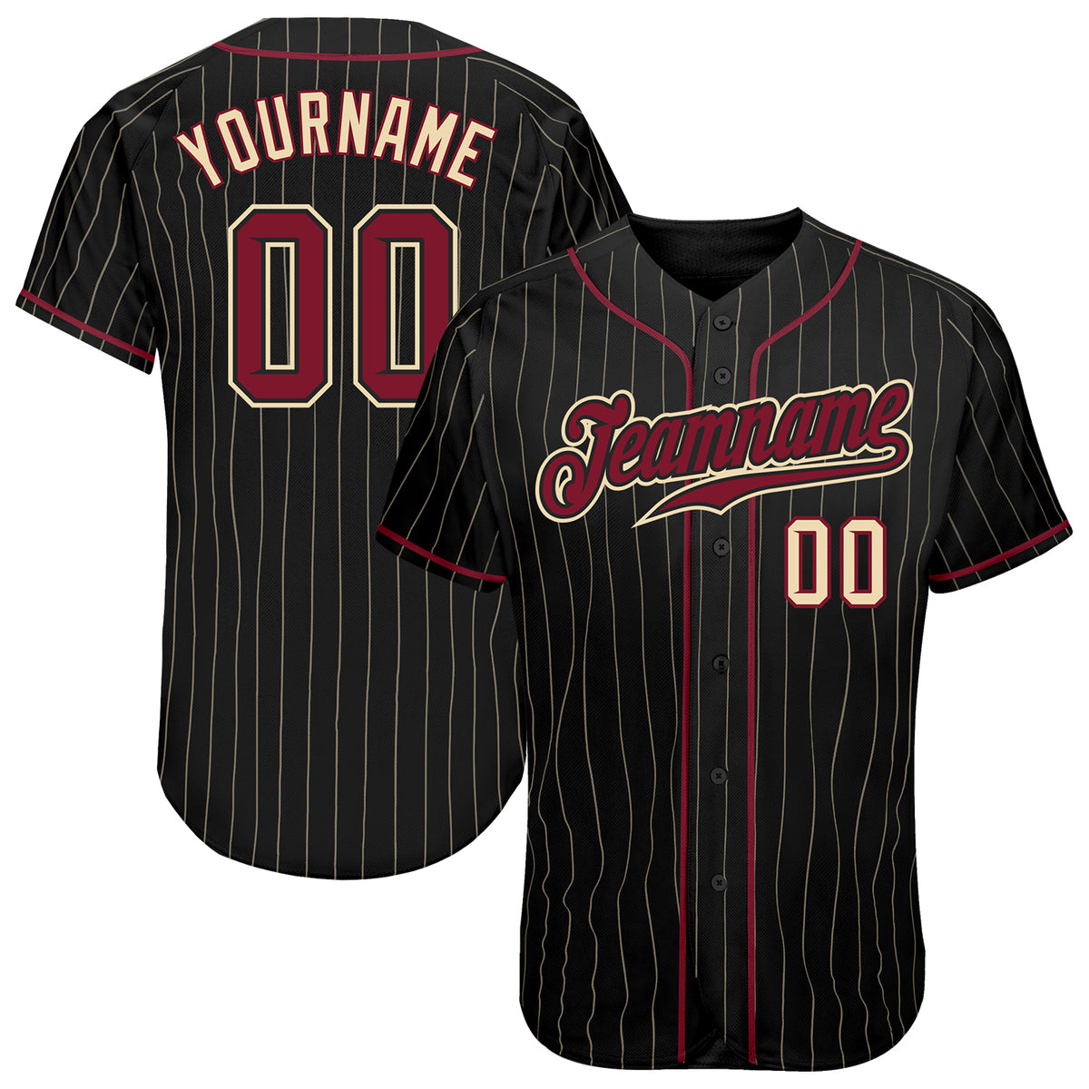 Custom Cream Black Pinstripe Crimson Authentic Baseball Jersey – Fiitg