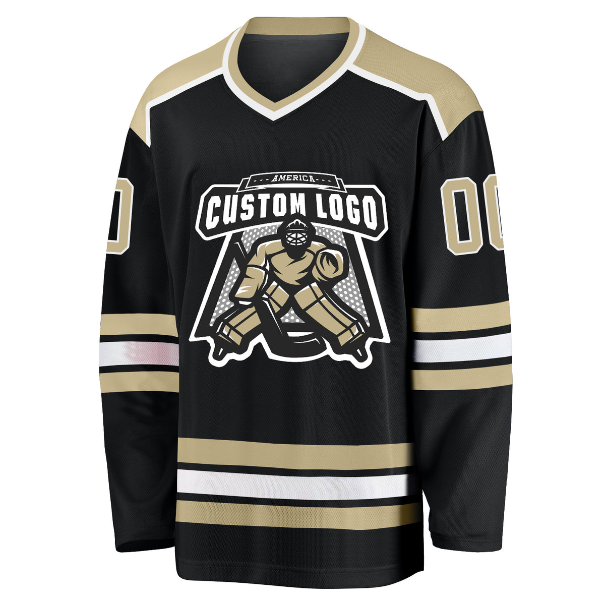 Custom Teal Black-Old Gold Hockey Jersey Discount