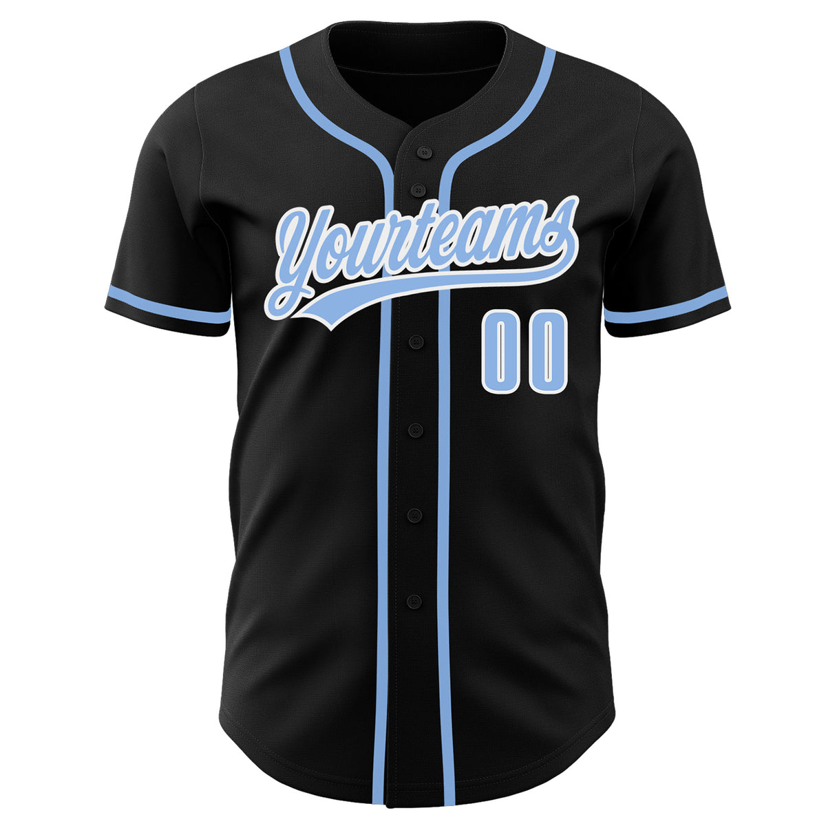 White-Black Light Blue CUSTOM Baseball Jersey -  Worldwide  Shipping