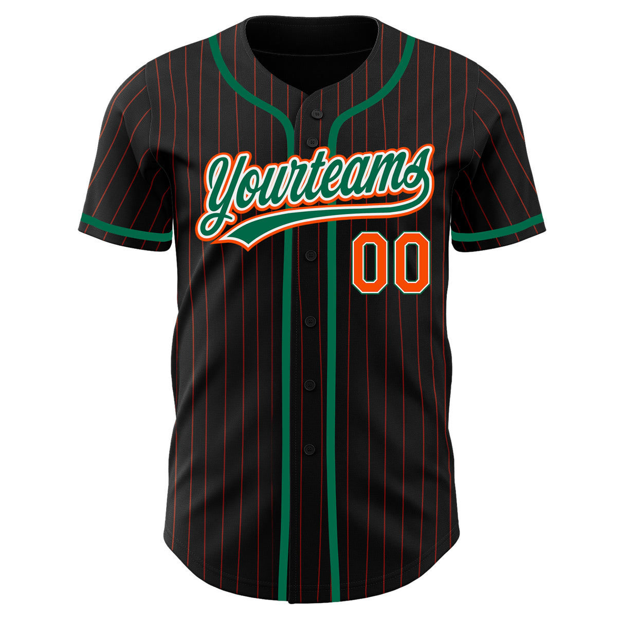 Custom Orange Kelly Green Pinstripe Kelly Green-Black Authentic Baseball Jersey Preschool Size:L