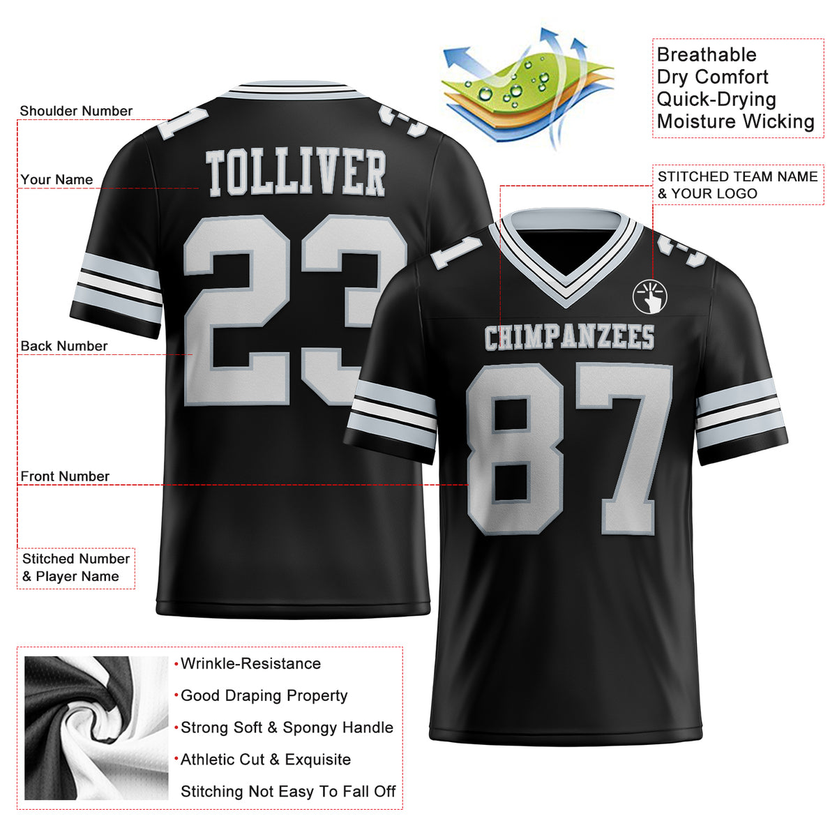 Cheap Custom White Silver-Green Mesh Authentic Football Jersey Free  Shipping – CustomJerseysPro