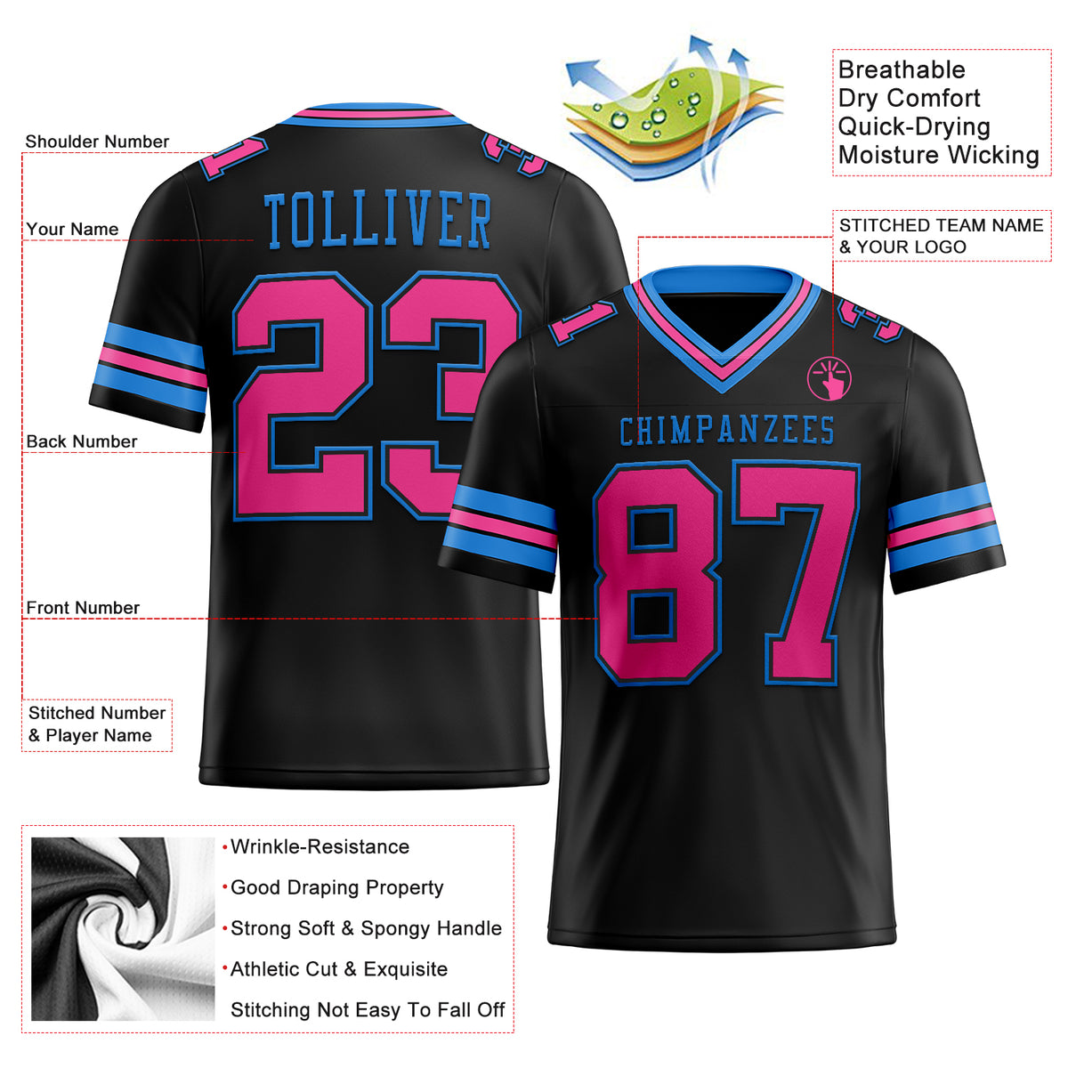 Trending] New Custom Oregon Ducks Jersey Football Black Pink