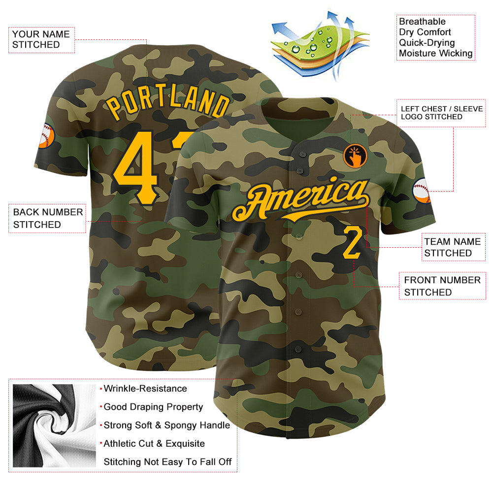 Custom Baseball Jersey Camo Black-Cream Authentic Salute to Service Men's Size:XL