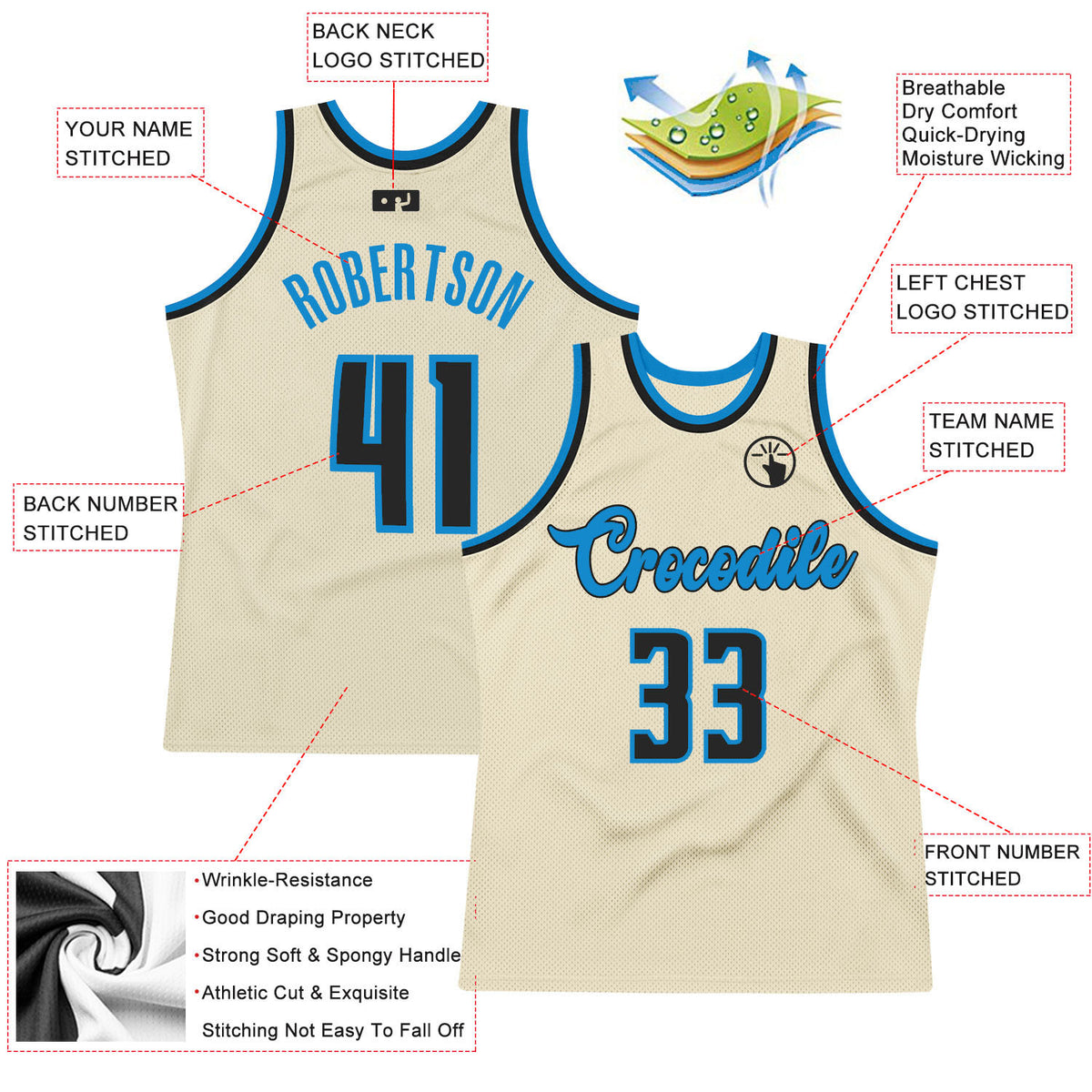 Custom Cream Light Blue-Red Authentic Throwback Basketball Jersey Fast  Shipping – FiitgCustom