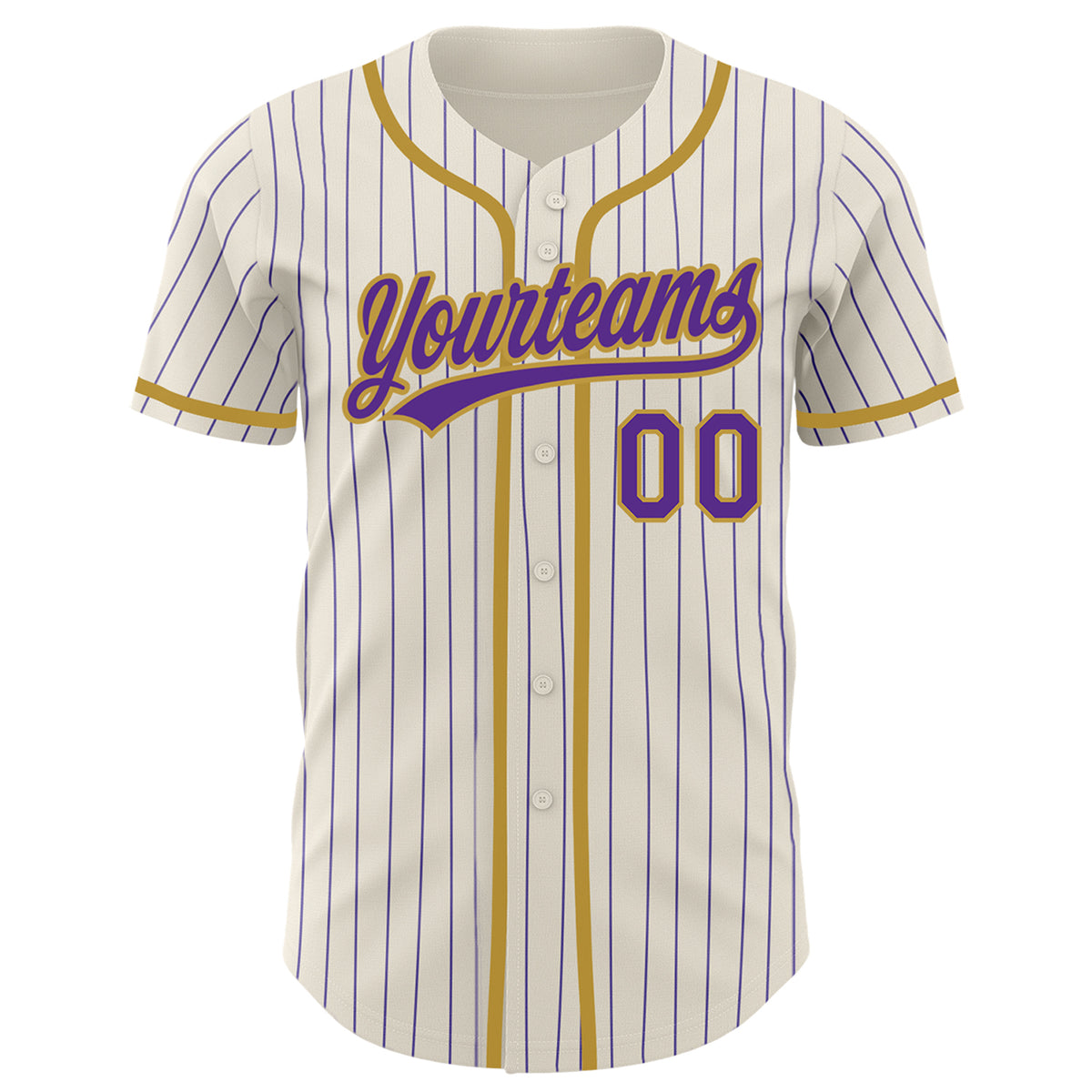 Custom Cream Purple Pinstripe Purple-Gold Authentic Baseball