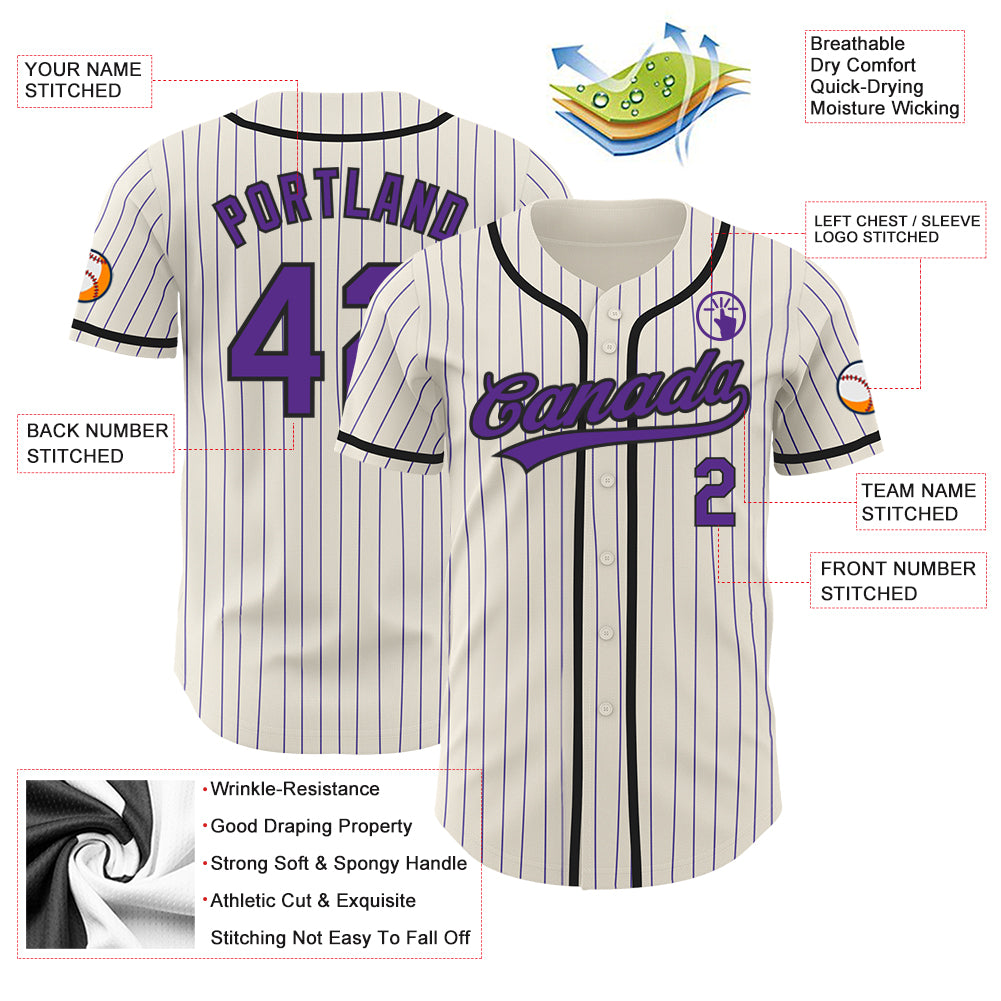 Custom Purple White-Black Authentic Baseball Jersey Discount