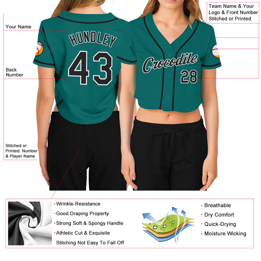 Custom White Black-Aqua Baseball Jersey