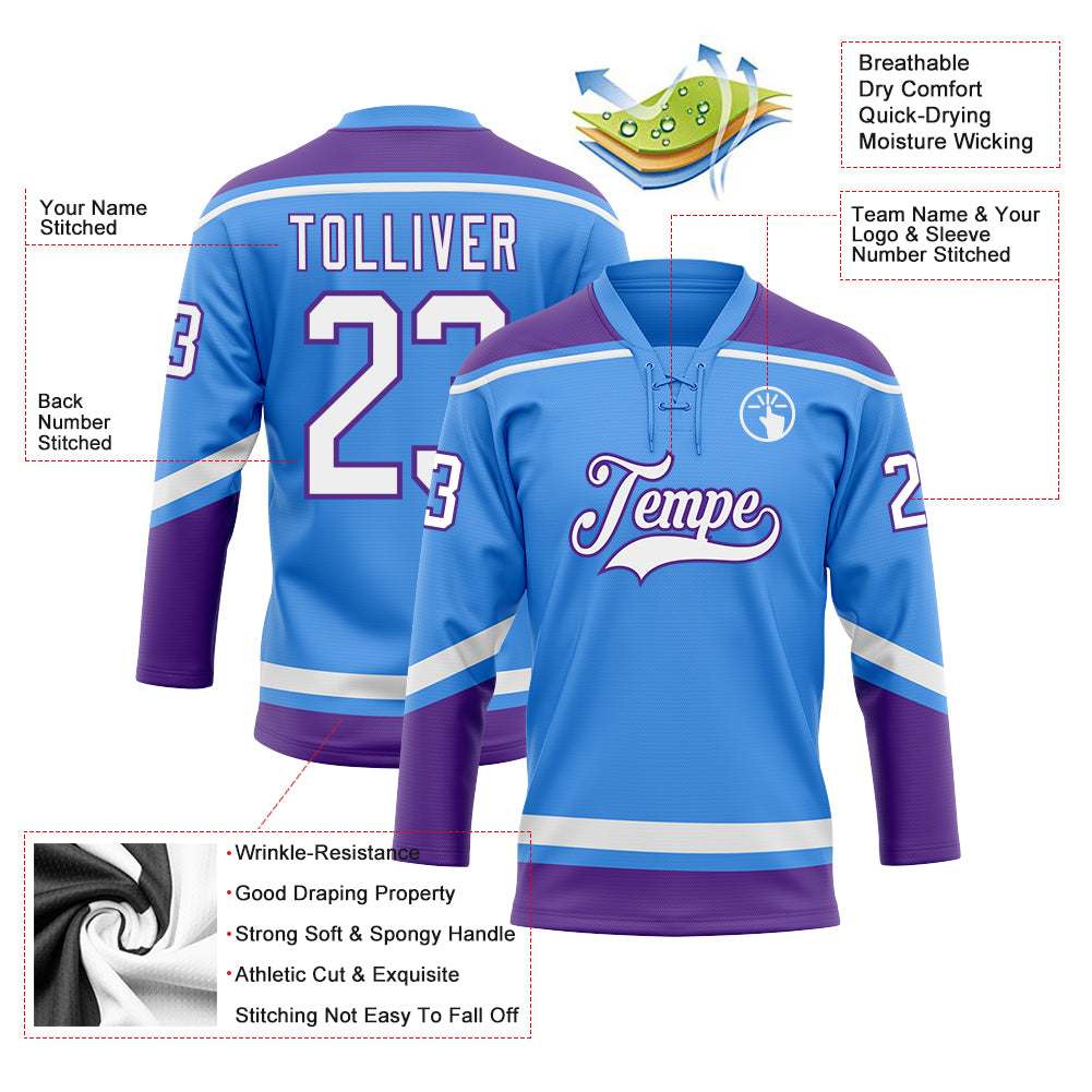 Custom Hockey Jersey Purple White-Old Gold Hockey Lace Neck Jersey Women's Size:L