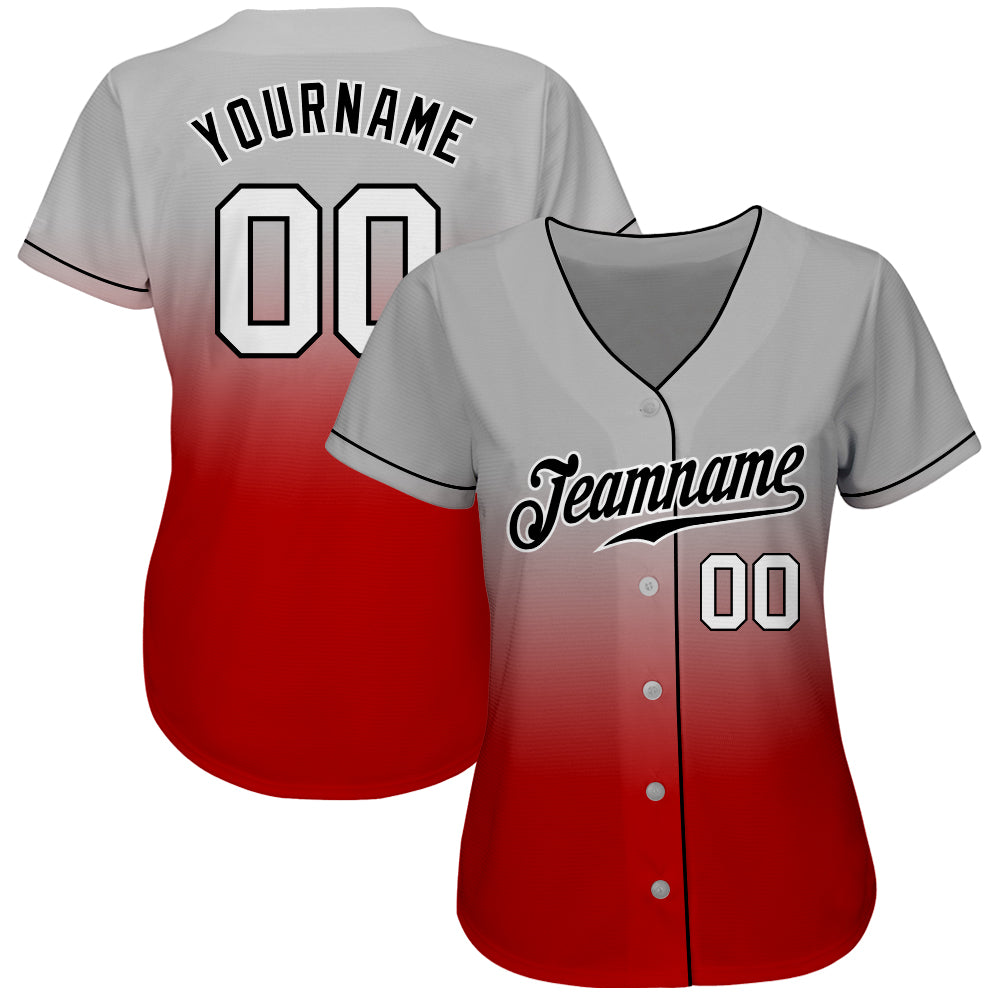 Custom Gray White-Red Authentic Fade Fashion Baseball Jersey Fast Shipping  – FiitgCustom