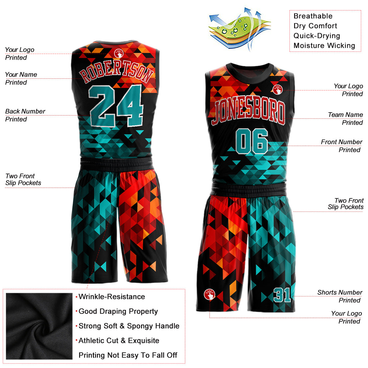 FIITG Custom Basketball Suit Jersey Aqua Aqua-White Round Neck Sublimation