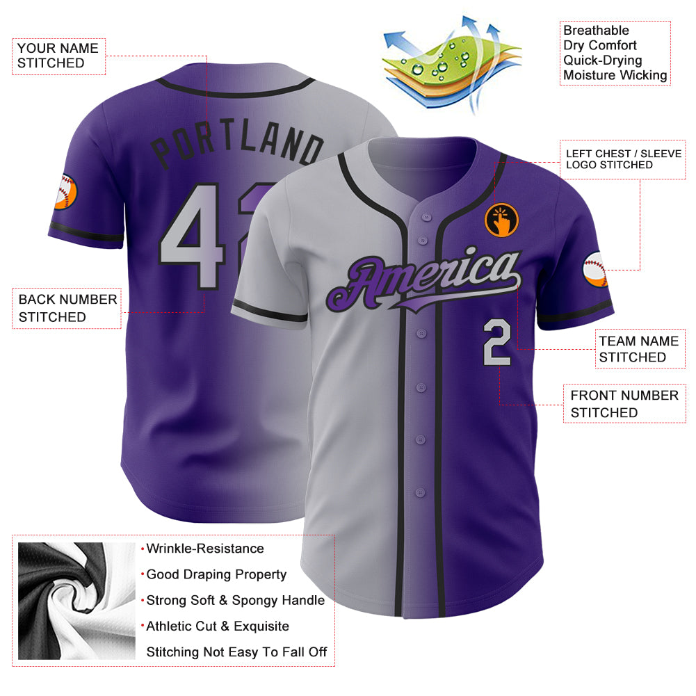 Custom Cream Gray Pinstripe Purple Authentic Baseball Jersey – Fiitg