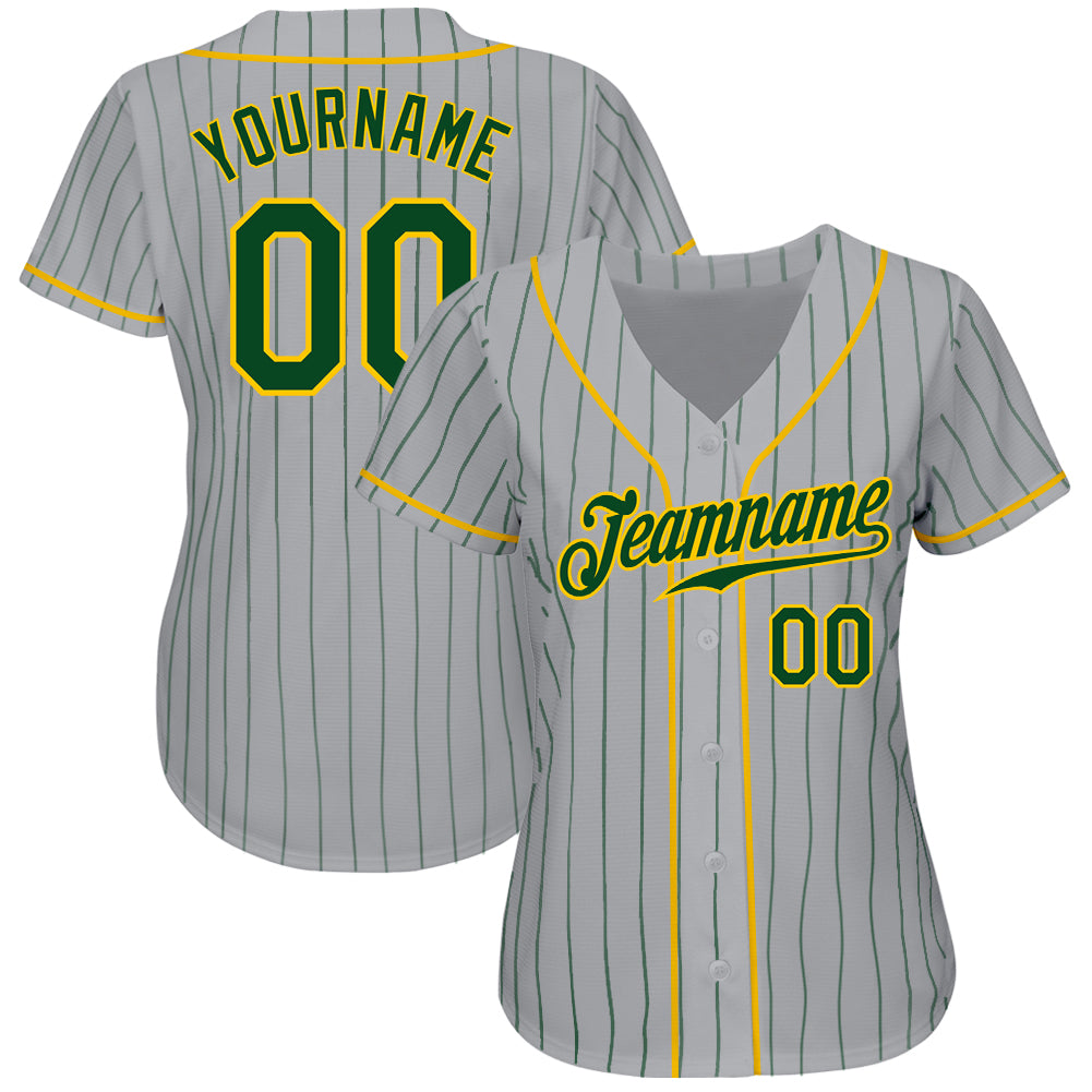 Custom Gray Green-Gold Authentic Baseball Jersey - Personalized