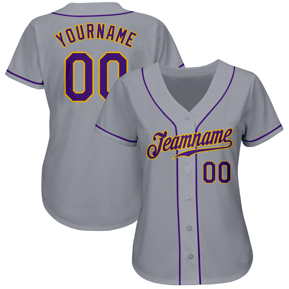 Custom Purple White-Gold Authentic Baseball Jersey Discount