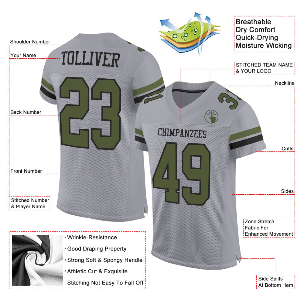 Custom Olive Camo-Black Mesh Authentic Salute To Service Football Jersey