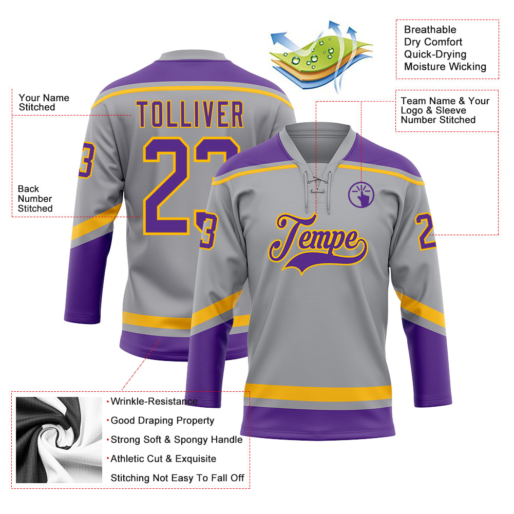 Custom Black Purple-Gold Hockey Jersey Free Shipping – Fiitg