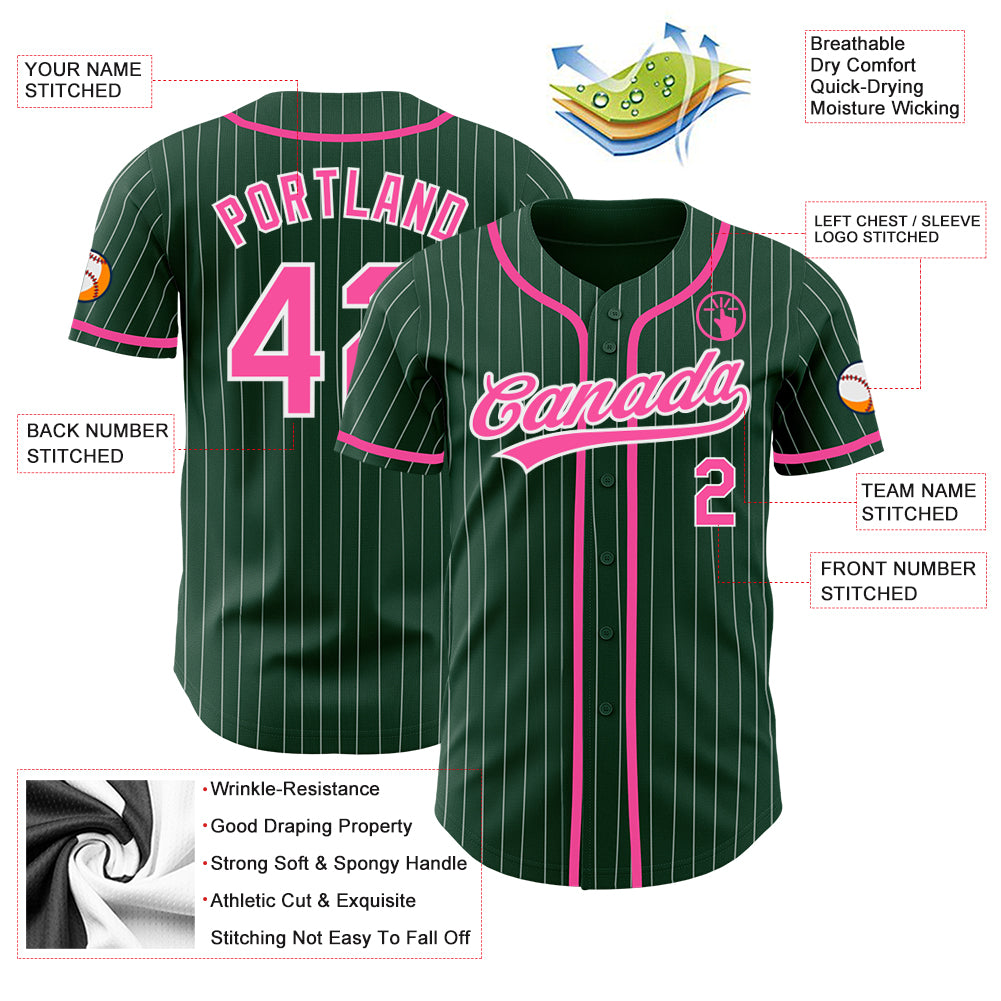 Custom Logo Name Number Pink Pinstripe Baseball Jersey