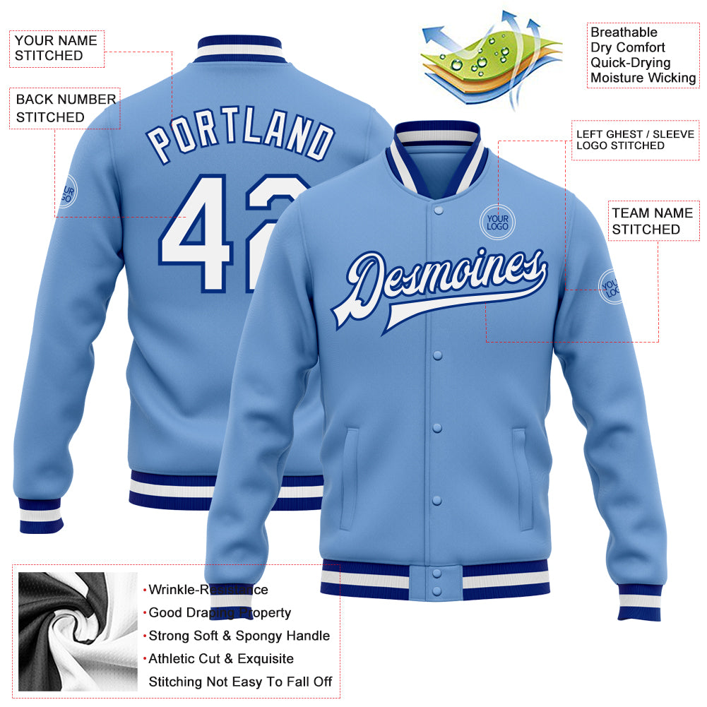 LOS ANGELES DODGERS POLY TWILL VARSITY JACKET - GRAY/ROYAL