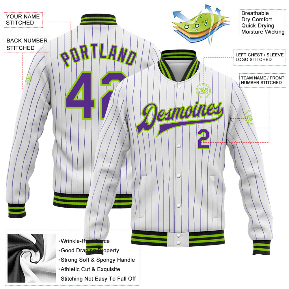  Custom Name Team Name Number White Purple Pinstripe