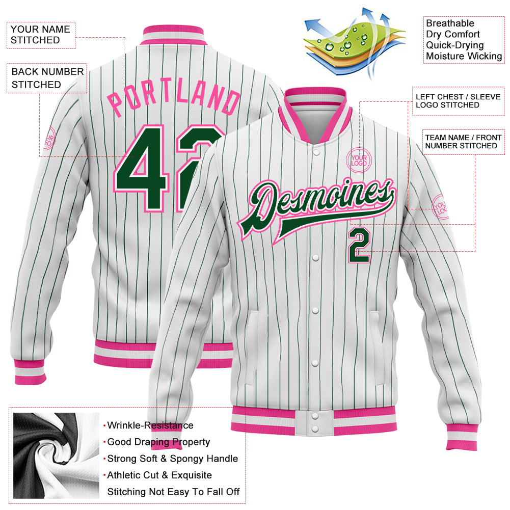  Custom Baseball Jersey, Printed Personalized Team Name Number  Logo, Pink White Pinstripe Dark Green White Sports Uniform For Men Women  Youth : Handmade Products