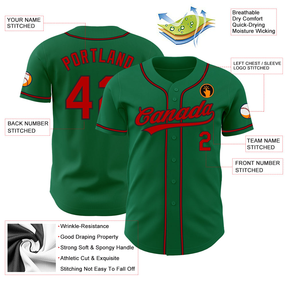 Custom Black Kelly Green-Red Authentic Mexico Baseball Jersey Women's Size:3XL