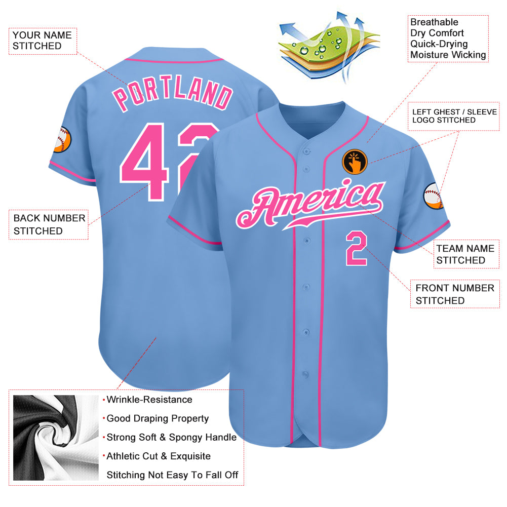 Custom Camo Light Blue-Pink Authentic Salute To Service Baseball Jersey