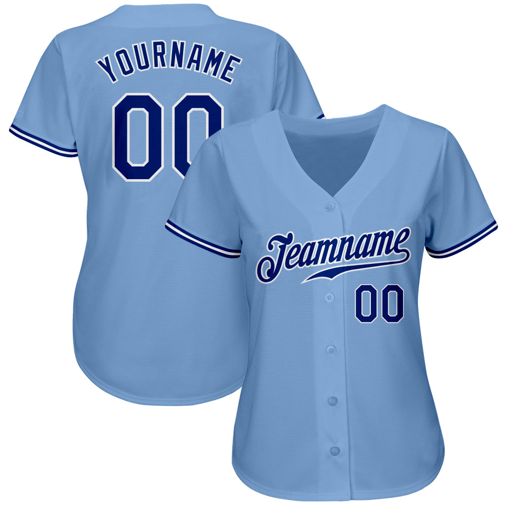 Custom Light Blue Royal White Authentic Baseball Jersey Free Shipping