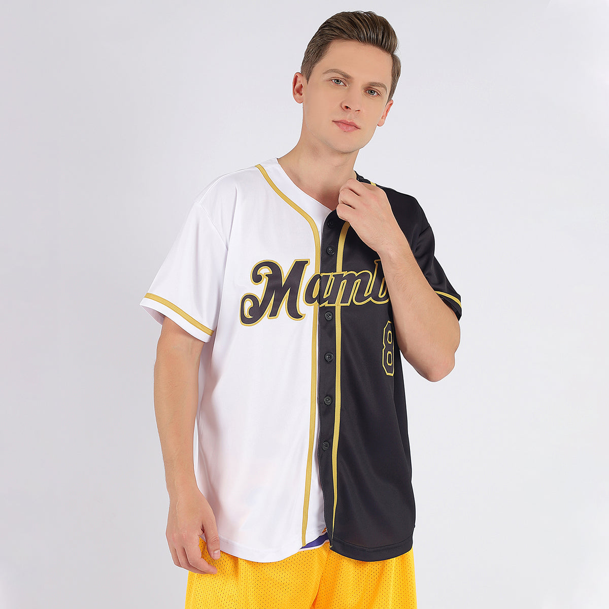 Source Best Quality Stitched Black White Custom Baseball Jersey