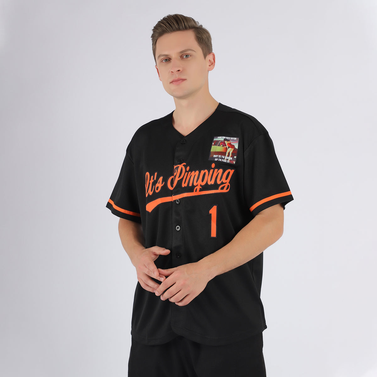Orange Black White Custom Mesh Baseball Jerseys Crew Neck | YoungSpeeds