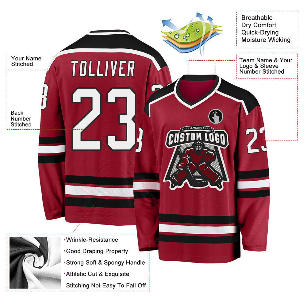 Custom Maroon White-Black Hockey Lace Neck Jersey Discount