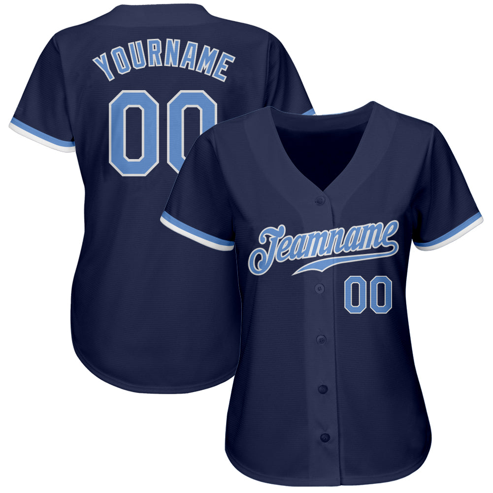 Custom Light Blue White-Navy Authentic Two Tone Baseball Jersey