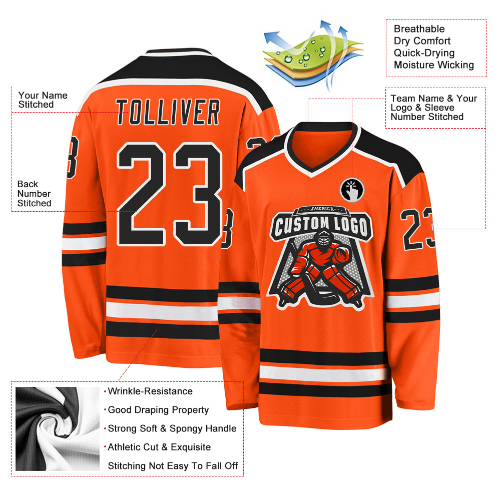 Orange Black Sublimated Custom Blank Team Hockey Jerseys | YoungSpeeds