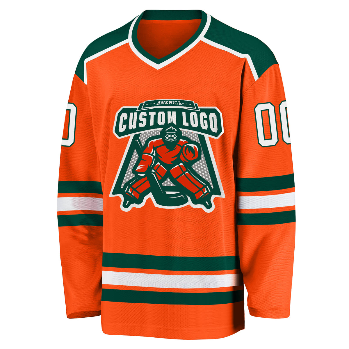  Custom Name Team Logo Number Cream Black-Orange Hockey