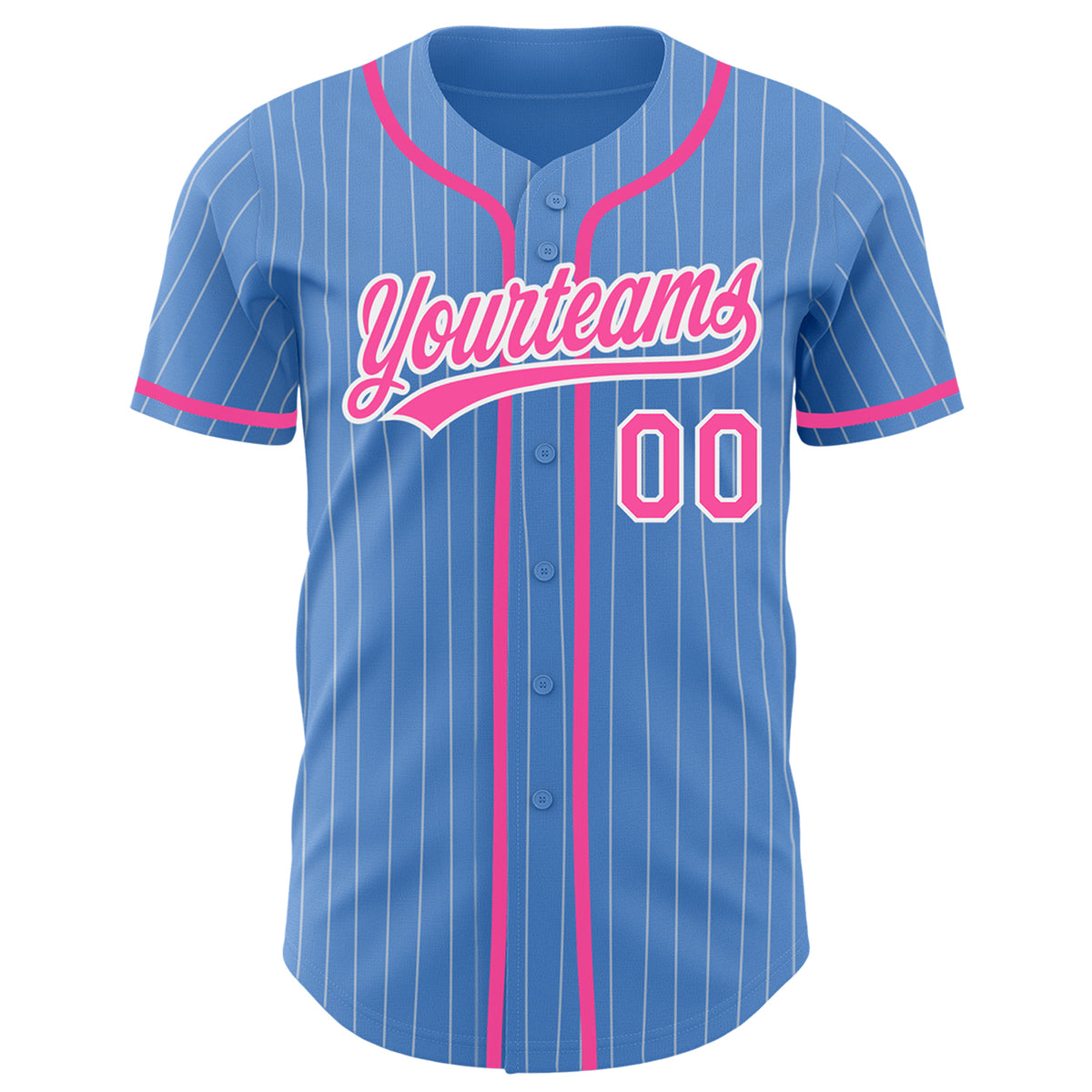 Custom Baseball Jersey Pink White Pinstripe Light Blue-White Authentic Men's Size:XL