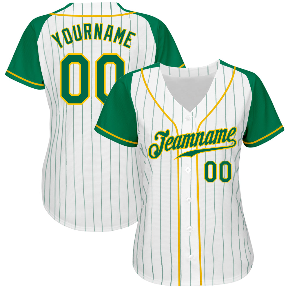 Kelly Green White-Gold CUSTOM Baseball Jersey 