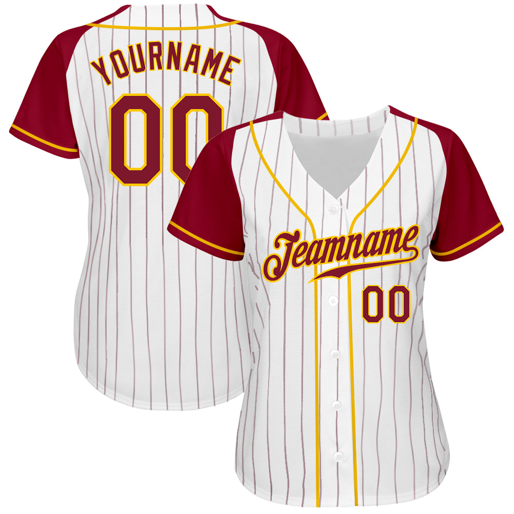 Custom Crimson White-Gold Authentic Baseball Jersey Discount