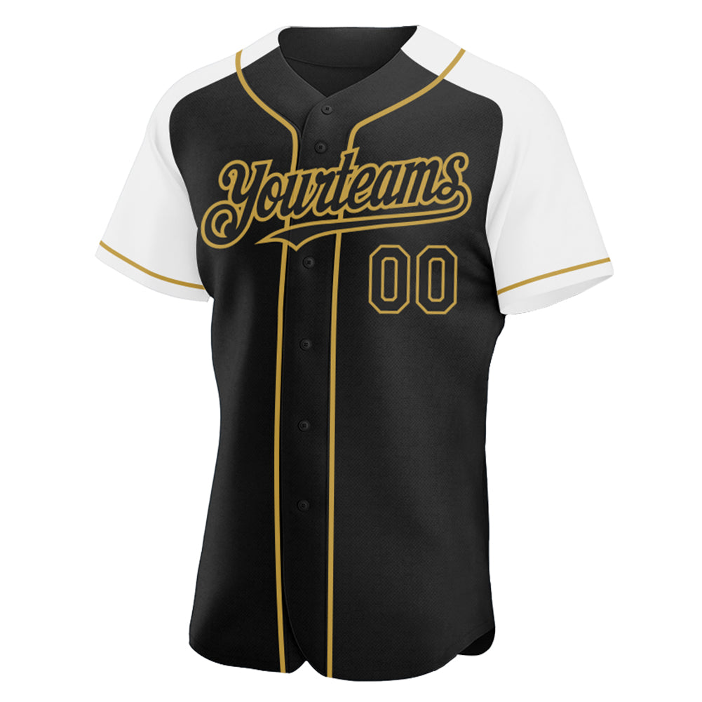 Custom Team Old Gold Baseball Authentic Black Jersey Black