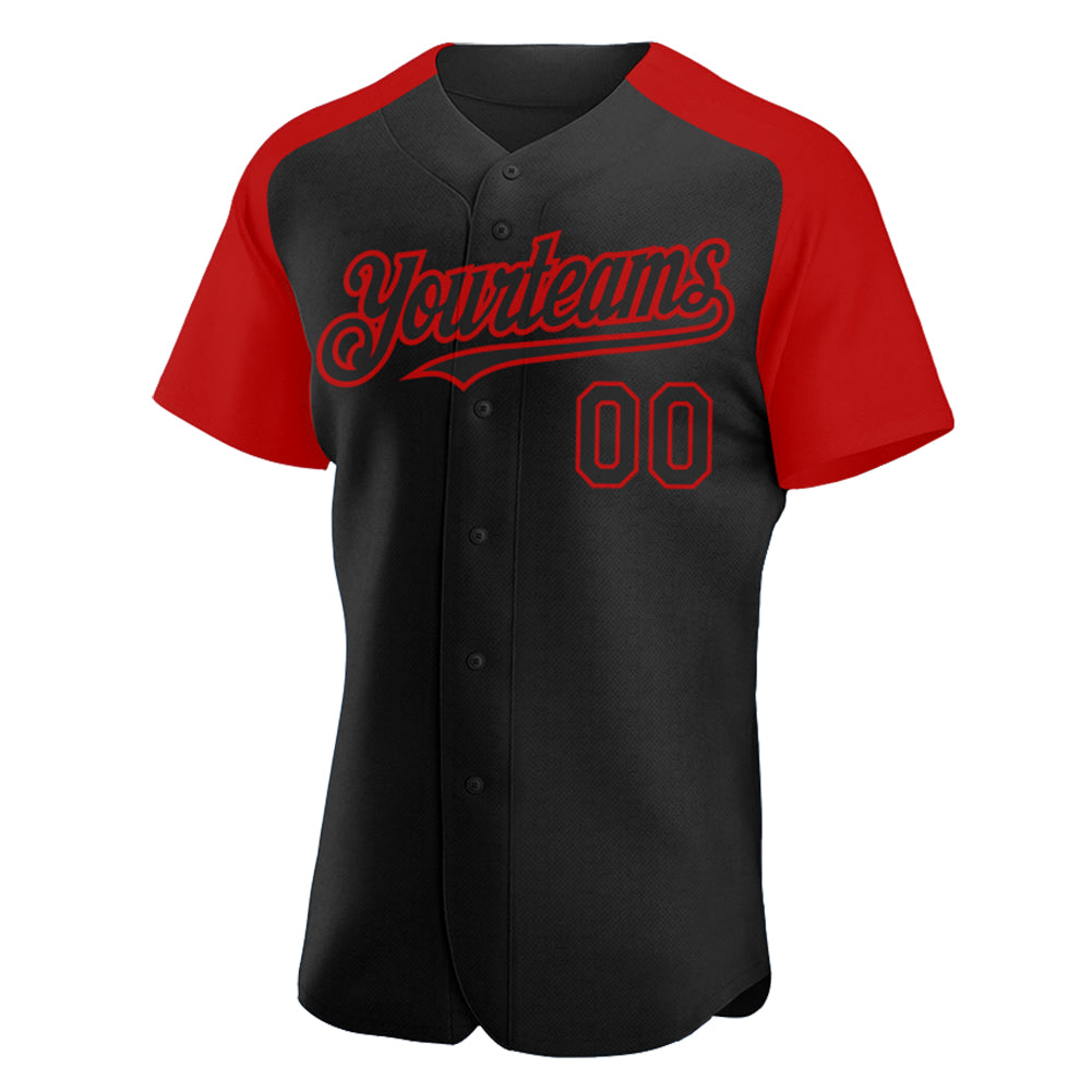 Custom White Red Pinstripe Red-Light Blue Authentic Raglan Sleeves Baseball  Jersey