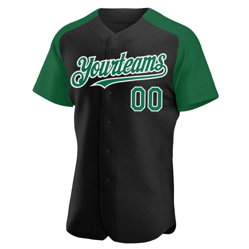 Custom Kelly Green Baseball Jersey White-Gray Authentic St