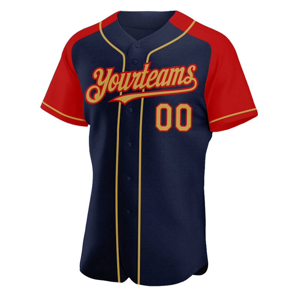 Custom Baseball Jersey White Navy Pinstripe Navy-Gold Authentic Raglan Sleeves Men's Size:XL