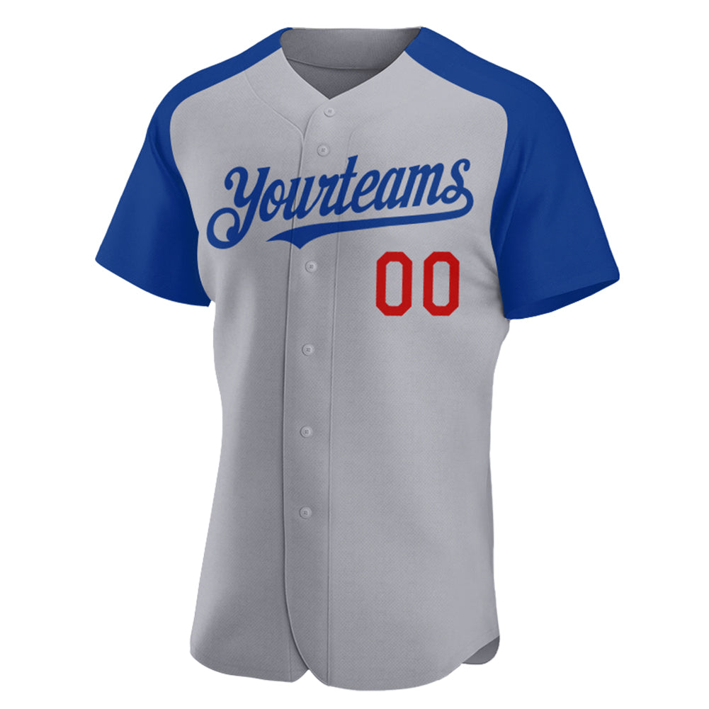 Custom Gray Royal-Red Authentic Two Tone Baseball Jersey